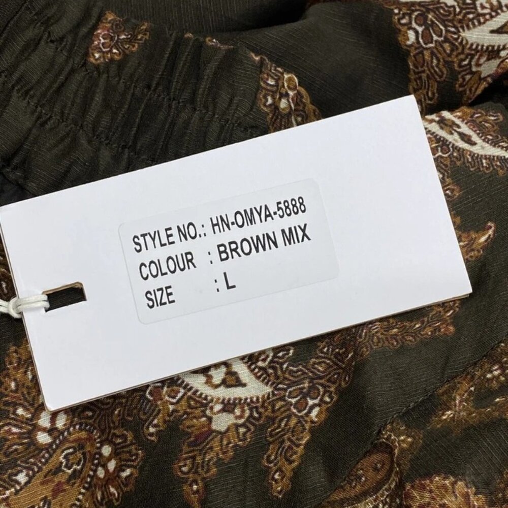 NEW HEMANT & NANDITA Women’s Omya Boho Flare Ruffle Mini Skirt – Brown– Size L - Picture 2 of 7